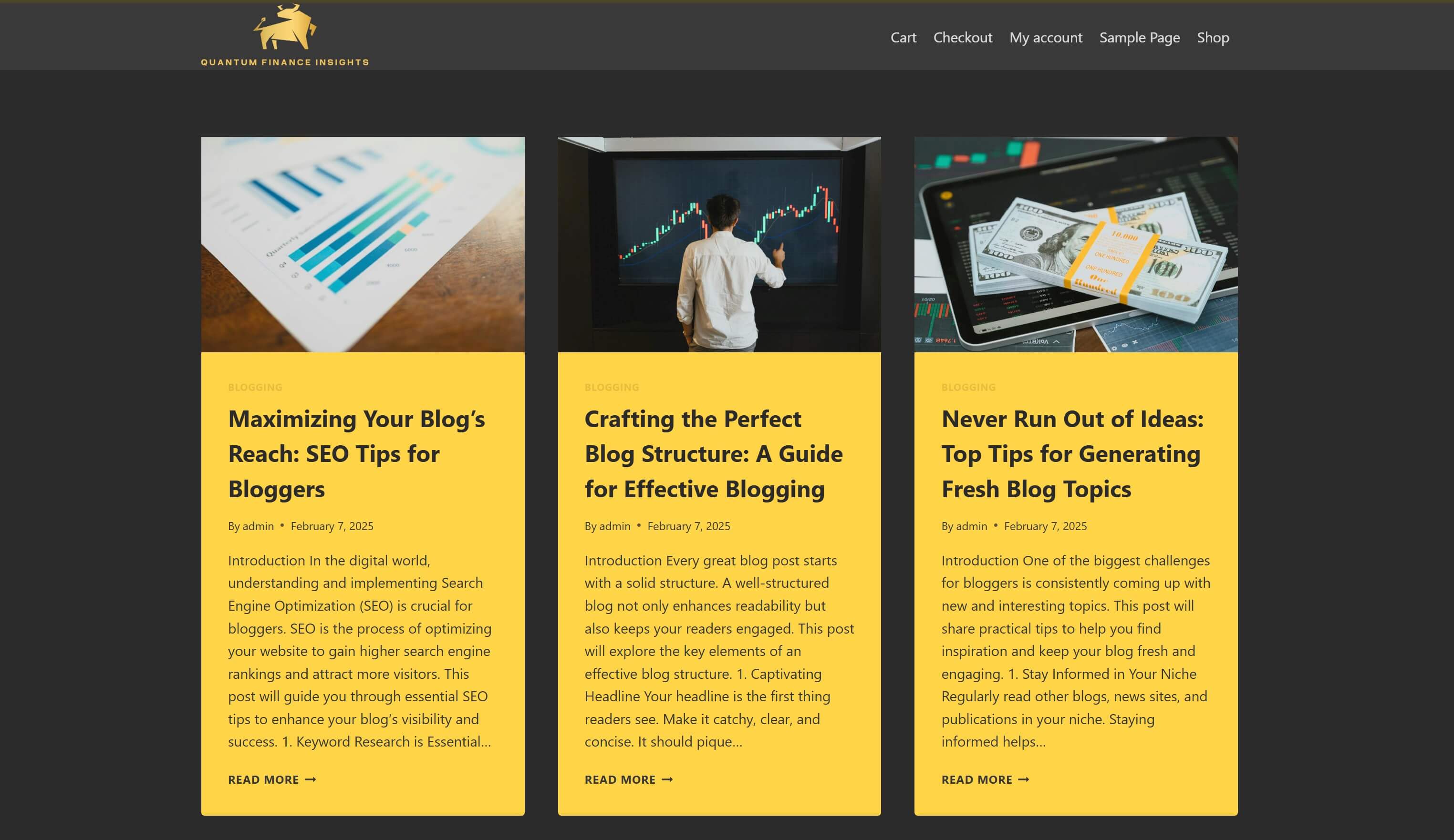 Quantum Finance Insights Website Screenshot